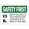 Signmission OSHA Sign, Glasses And Foot Protection W/ Symbol, 10in X 7in Rigid Plastic, 10" W, 7" H, Landscape OS-SF-P-710-L-10898 - alternate 1
